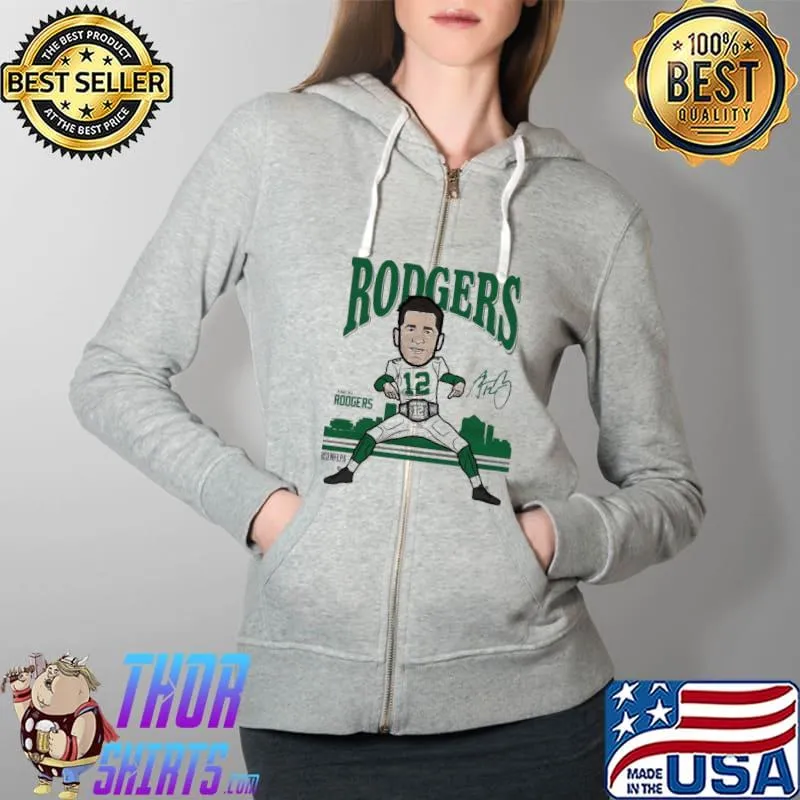 Best Aaron Rodgers Toon 12 Green Bay Packers Football Team Signature Shirt Full Zip Hooded