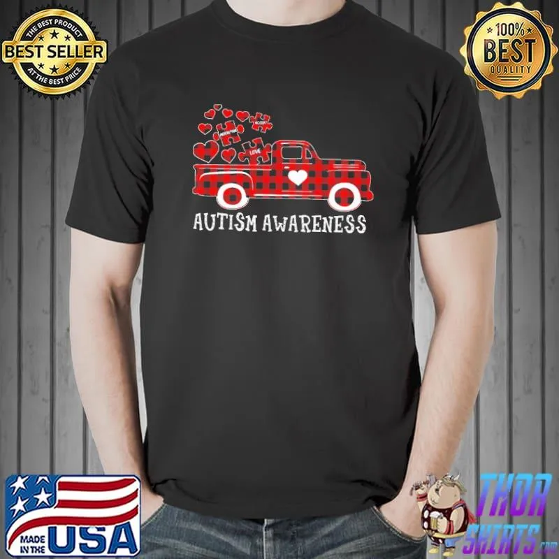 Best Autism awareness tractor red plaid Unisex