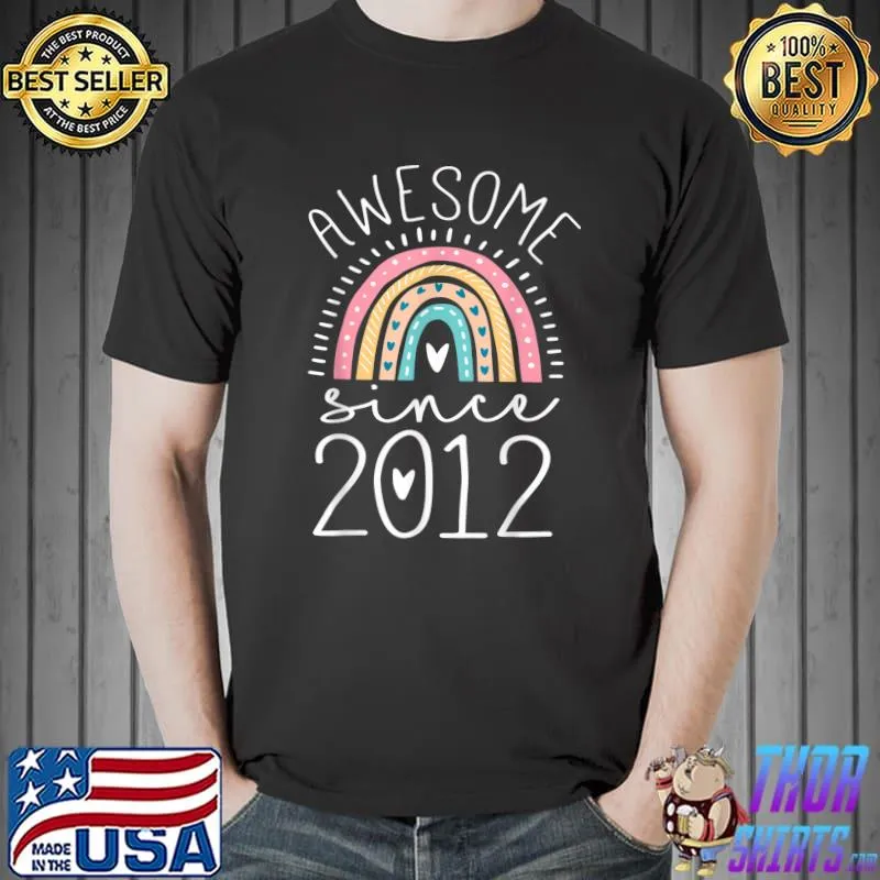 Best awesome Since 2012 9th Birthday Rainbow Gifts Born In 2012 T-Shirt Unisex