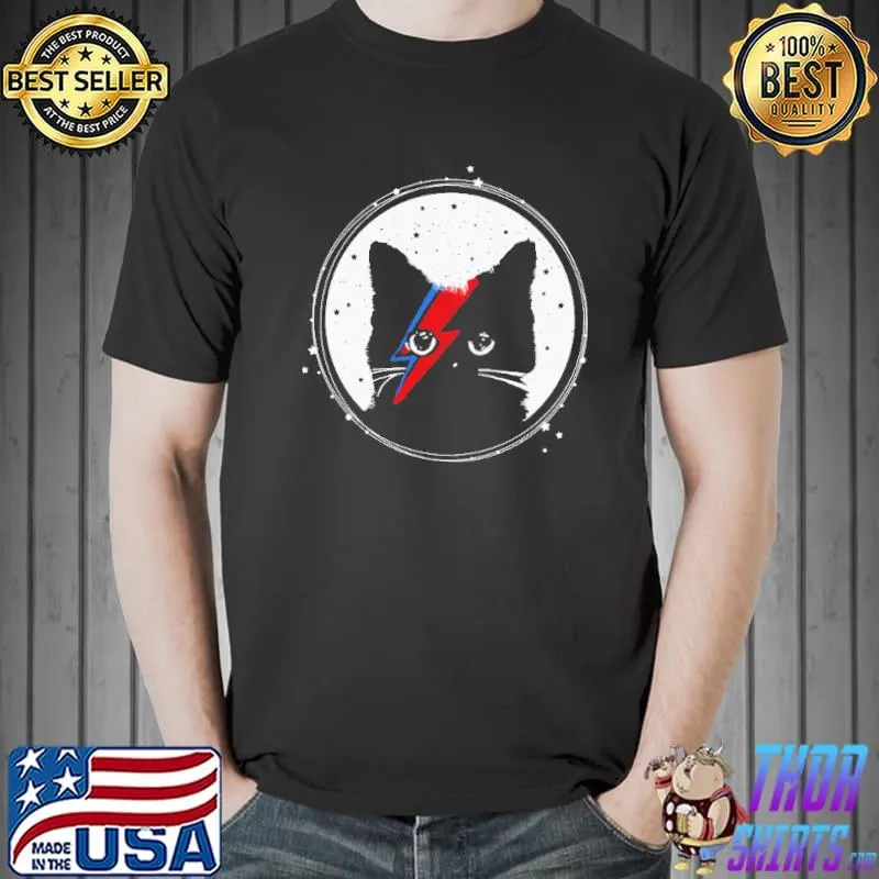 Best Black Cat David Bowie Starry Background Shirts Unisex