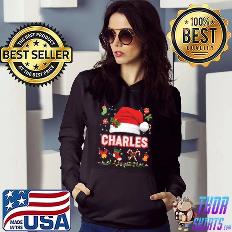 Best charles Santa Claus Hat Family Merry Christmas Xmas Costume T-Shirt