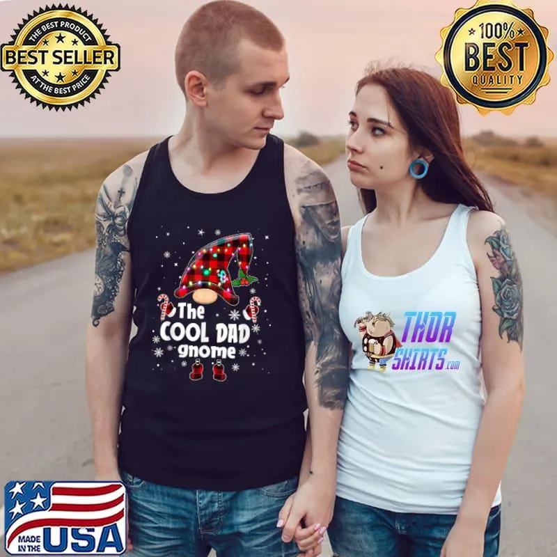 Best Cool Dad Gnome Buffalo Plaid Matching Family Christmas T Shirt Tank Top