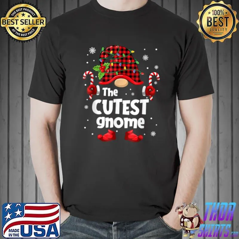 Best Cutest Gnome Buffalo Plaid Christmas Tree Family Xmas T Shirt