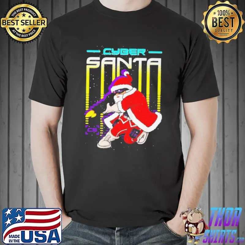 Best Cyber santa claus gaming synthwave ugly christmas shirt