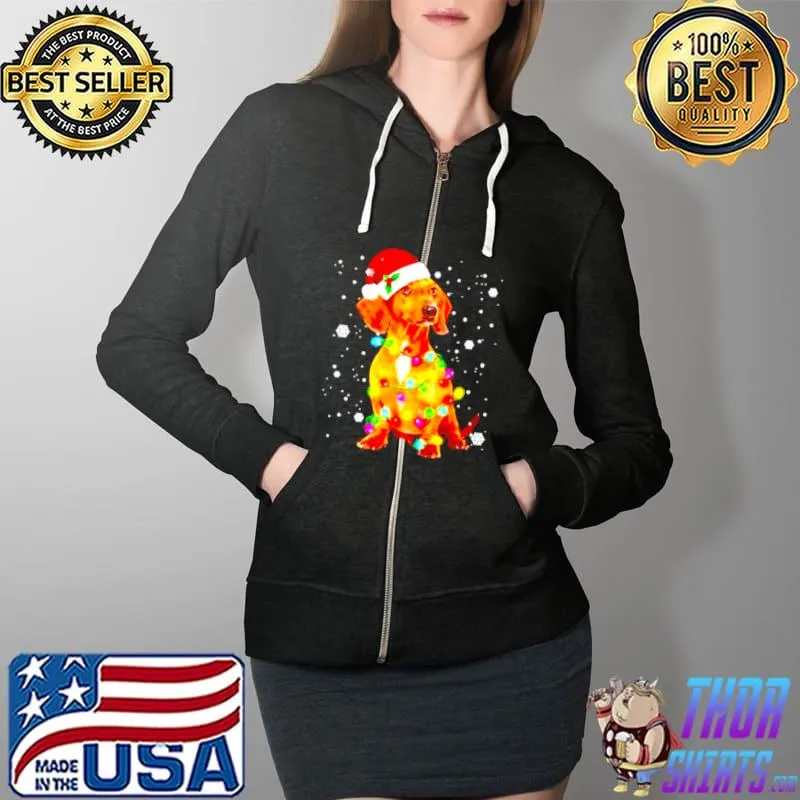 Best Dachshund Dogs Christmas light Full Zip Hooded