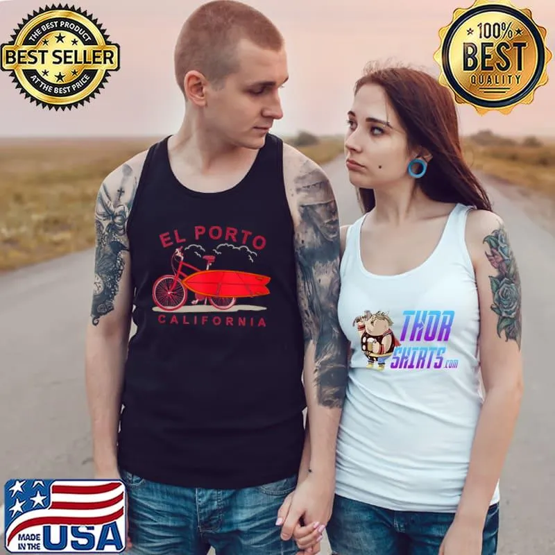 Best El Porto California Surfboard Bike Surfer Shirt Tank Top