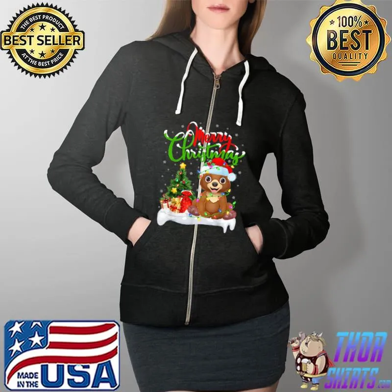 Best funny Bear Animal Lover Xmas Lighting Bear Christmas T Shirt Full Zip Hooded
