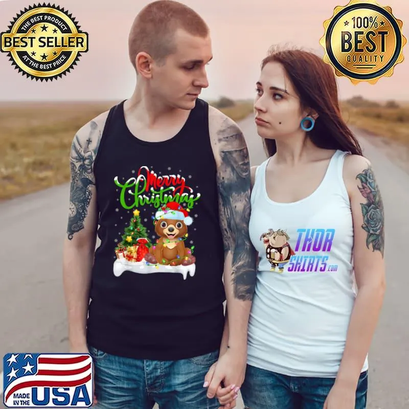 Best funny Bear Animal Lover Xmas Lighting Bear Christmas T Shirt Tank Top