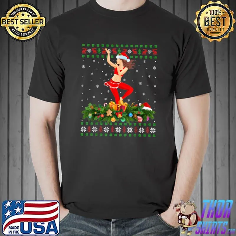 Best funny Xmas Matching Family Ugly Belly Dance Christmas T-Shirt Unisex