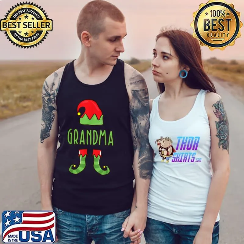 Best Grandma Funny Christmas Matching Family Elf Nickname T Shirt Tank Top