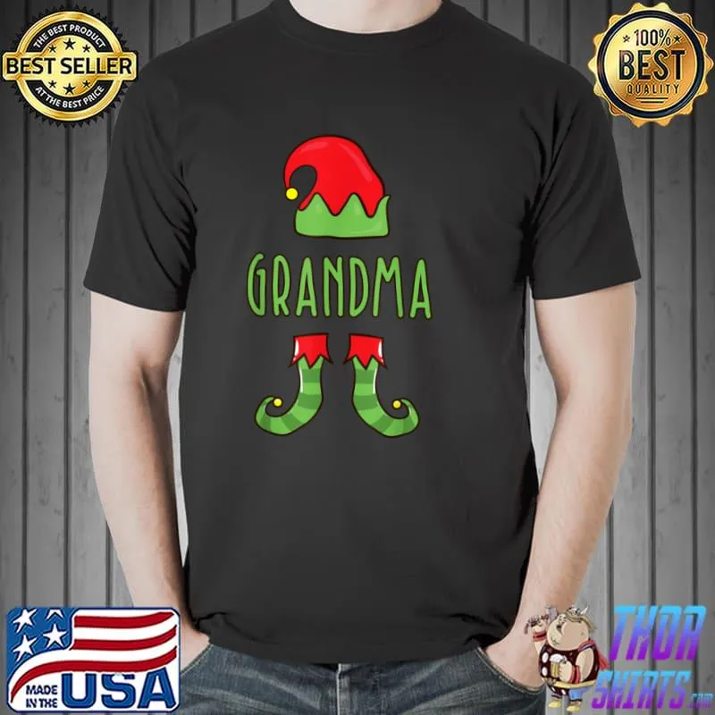 Best Grandma Funny Christmas Matching Family Elf Nickname T Shirt Unisex