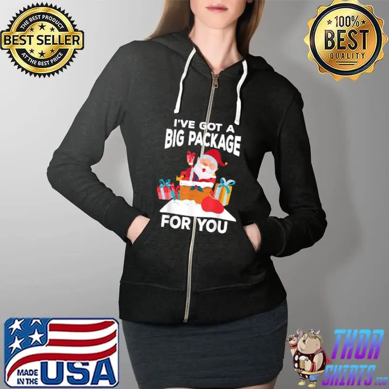 Best I've Got A Big Package For You Funny Christmas T- Full Zip Hooded