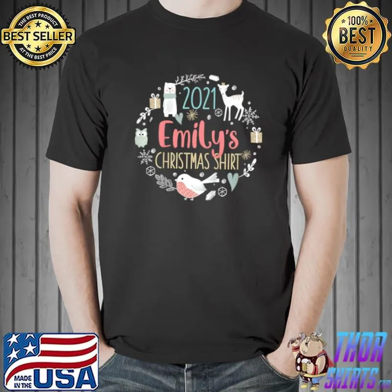 Best Kids Personalized Christmas Shirt 2021 Family Photo Pajama Emily T Shirt Unisex