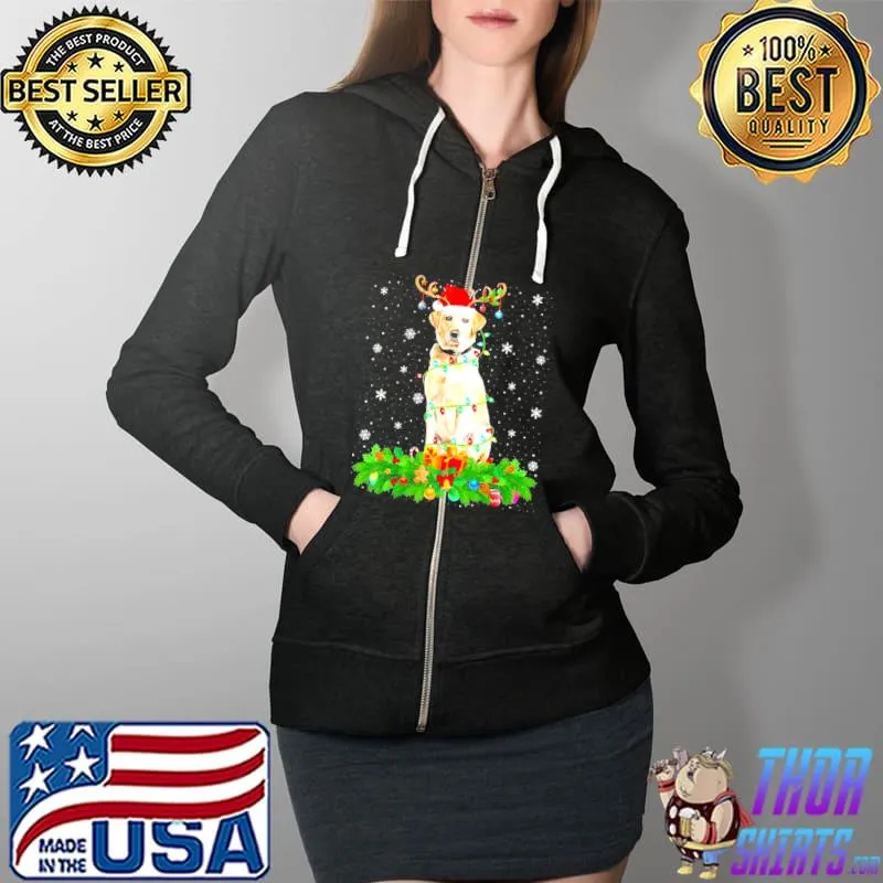 Best Labrador Dog Reindeer Santa Hat Labrador Christmas Shirt Full Zip Hooded