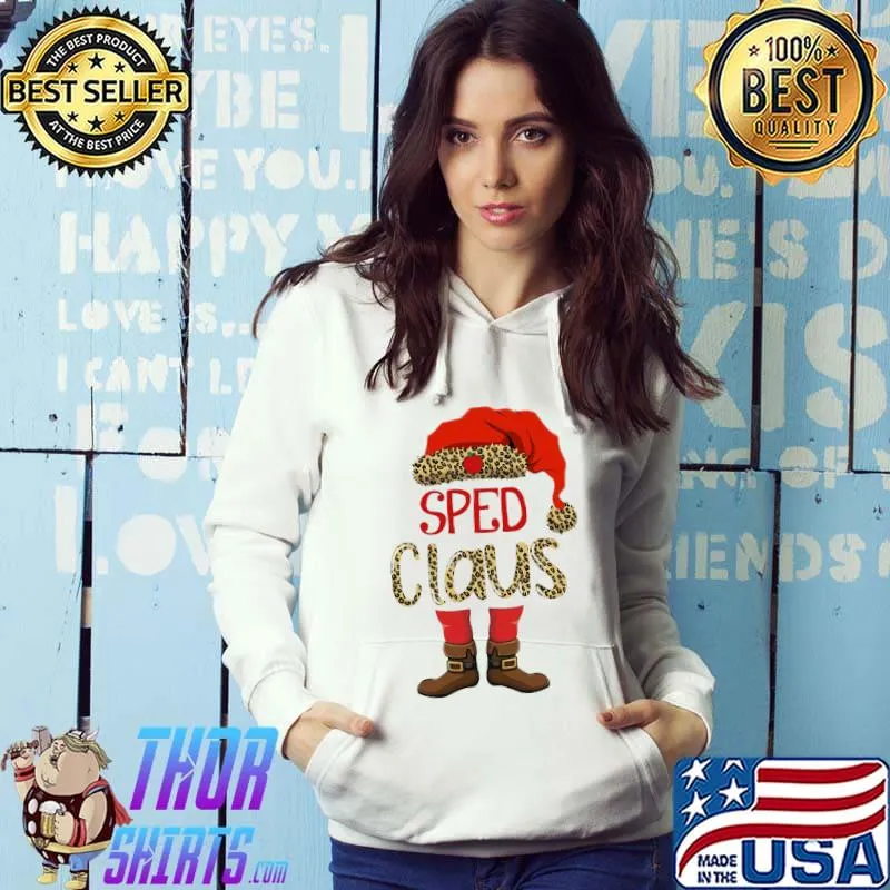 Best Leopard Sped Teacher Claus Christmas Shirt
