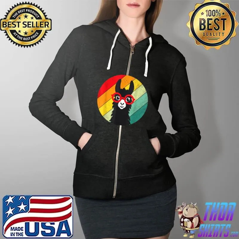 Best Llama Vintage Retro Alpaca Costume T Shirt Full Zip Hooded