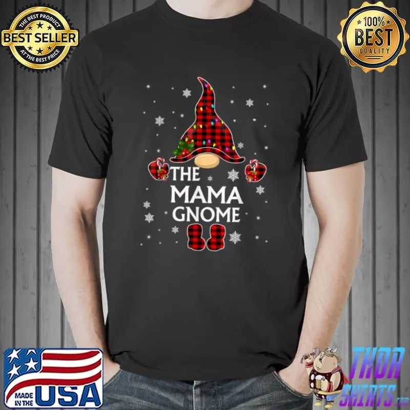Best Mama Gnome Buffalo Plaid Matching Family Christmas Pajama T Shirt Unisex