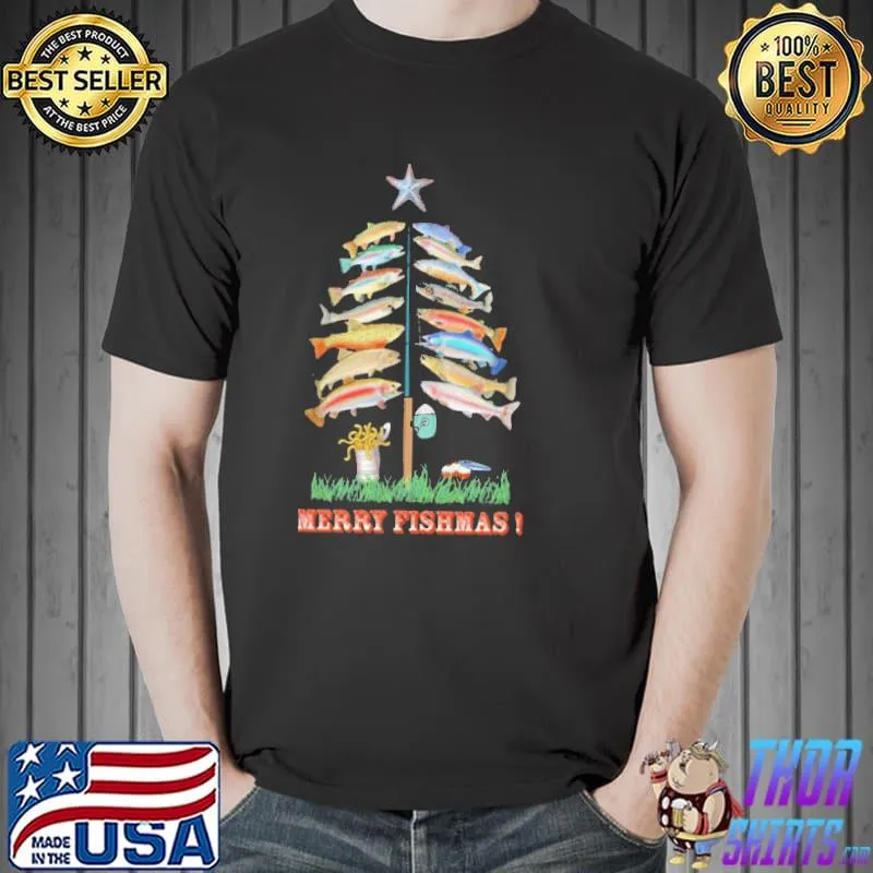 Best merry Christmas Flag Fish Shirt Unisex