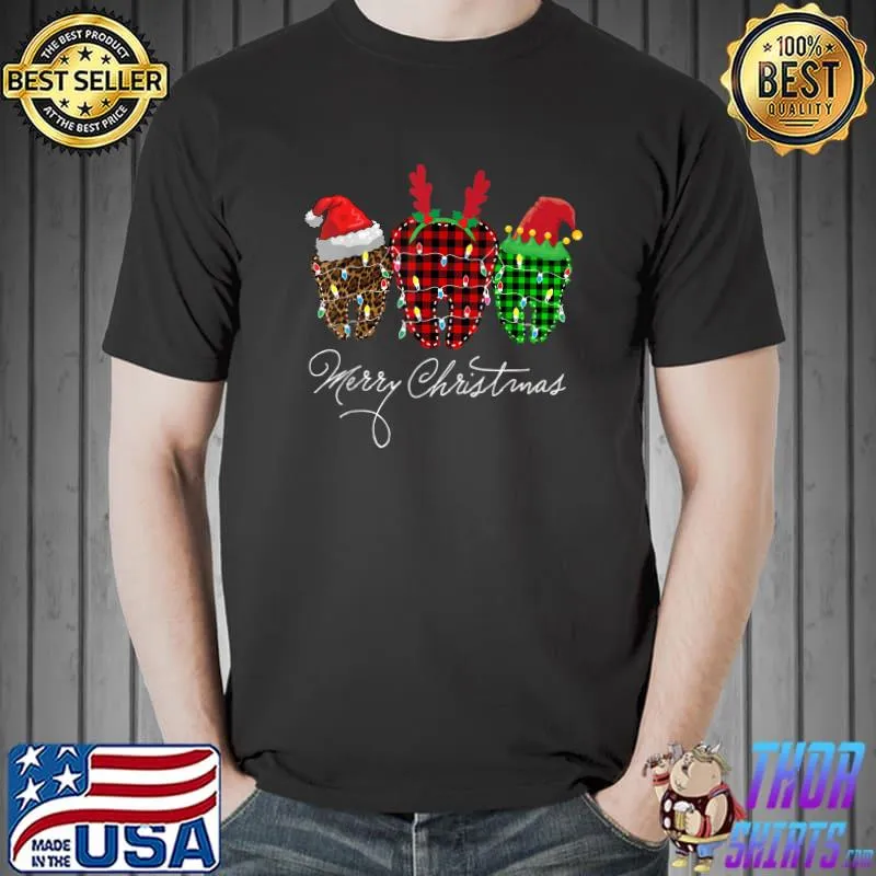 Best merry Christmas Teeth Buffalo plaid leopard Xmas Lights Gift T-Shirt Unisex