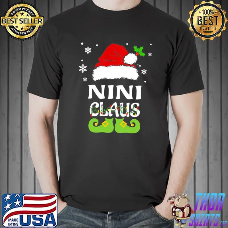 Best Nini Claus Shirt Christmas Pajama Family Matching Xmas T-shirt