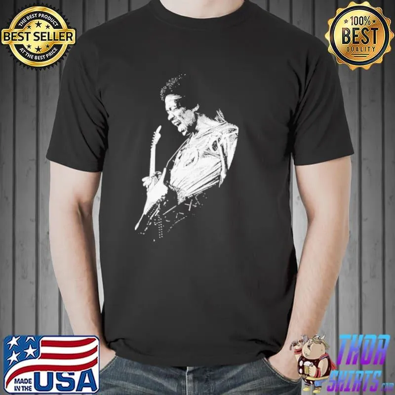 Best Official Jimi Hendrix Playing Guitarist Shirt Unisex