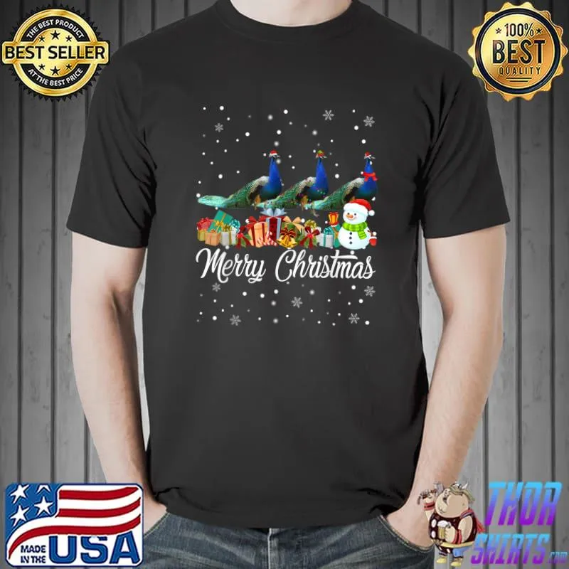 Best Peacock Christmas Pajama Tree Xmas Lights Animals Lover T-Shirt Unisex