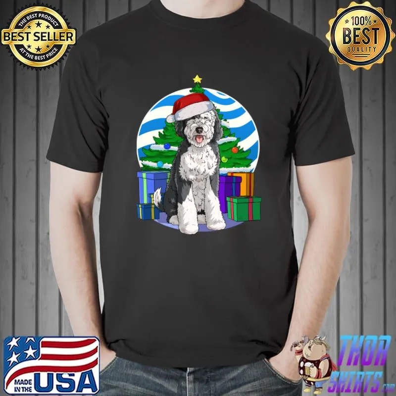 Best sheepadoodle Cute Dog Santa Christmas Tree Decor T-s Unisex