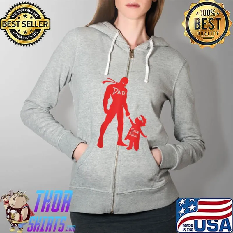Best superhero Dad Sidekick Fathers Day Papa Mens Superhero Kids T-Shirt Full Zip Hooded