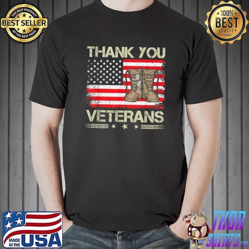 Best thank You Veterans Combat Boots Veteran Day American Flag T-Shirt Unisex