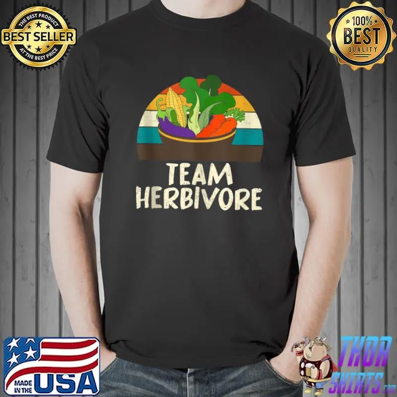 Best Veggie Food Plant Based Team Herbivore Retro Vegetarian T-shirt
