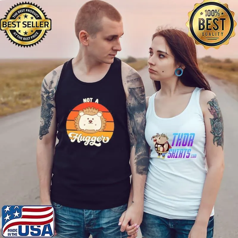 Best Vintage Retro Sunset Not A Hugger Hedgehog Pet Tank Top