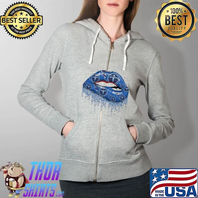 Biting Glossy Lips Sexy Tennessee Titans NFL Football Shirts Full Zip Hooded