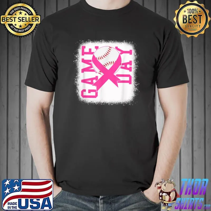 Bleached Game Day - Breast Cancer Awareness Pink Baseball T-Shirt Unisex
