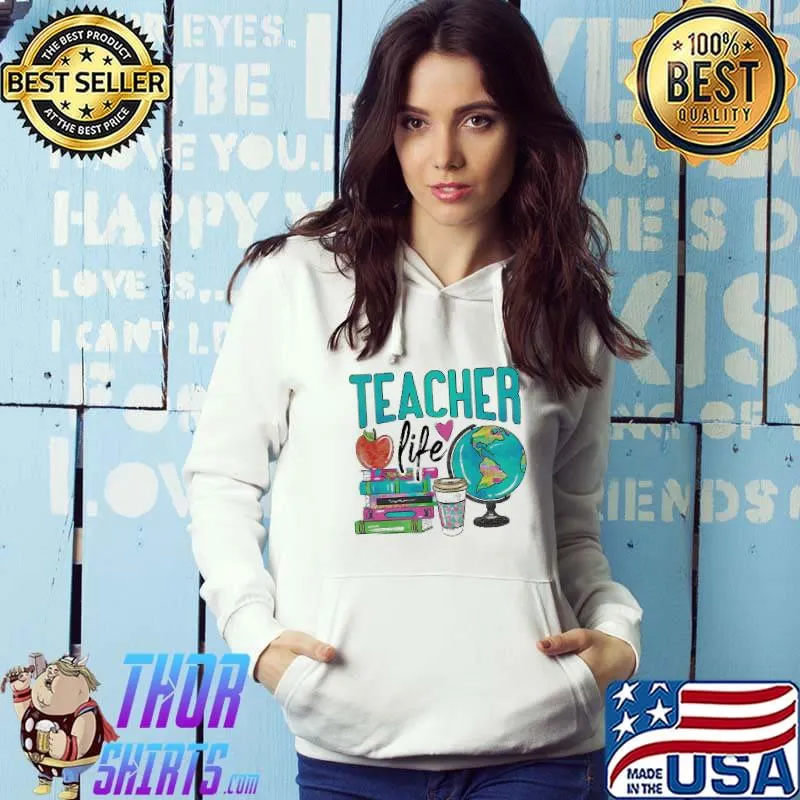 Books Coffee And Globe Teacher Life Shirt