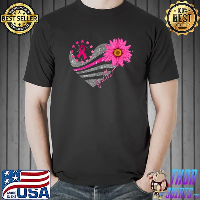 Breast Cancer Awareness Sun flower faith bling bling T-Shirt Unisex
