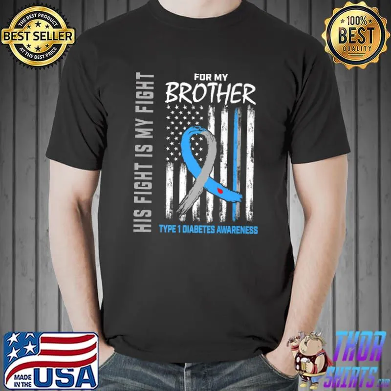 Brother Type One Diabetes Awareness Ribbon American Flag Premium T-Shirt Unisex