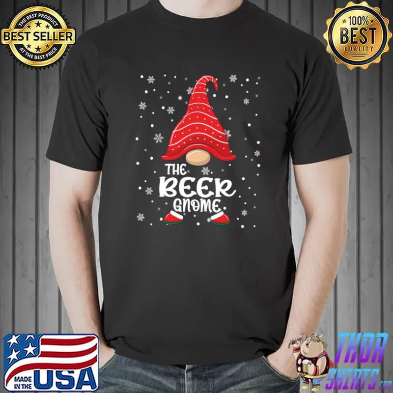Christmas Funny Beer Gnome Family Matching Xmas Pajama T-Shirt Unisex
