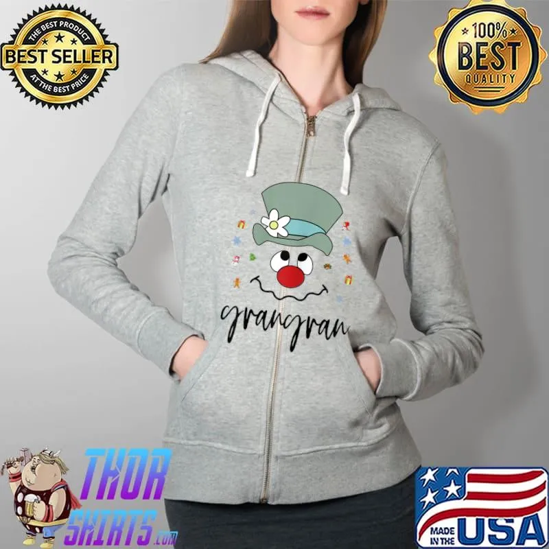 Christmas Grangran Funny Snowman Face Personalized Granny T-Shirt Full Zip Hooded