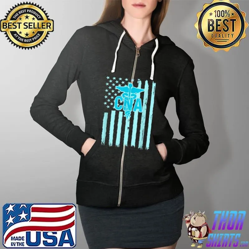 CNA Certified Nursing Assistant T-Shirt Full Zip Hooded