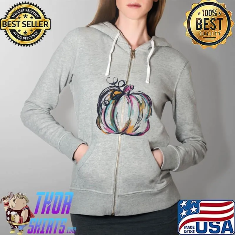 Colorful Pumpkin Shirt Full Zip Hooded