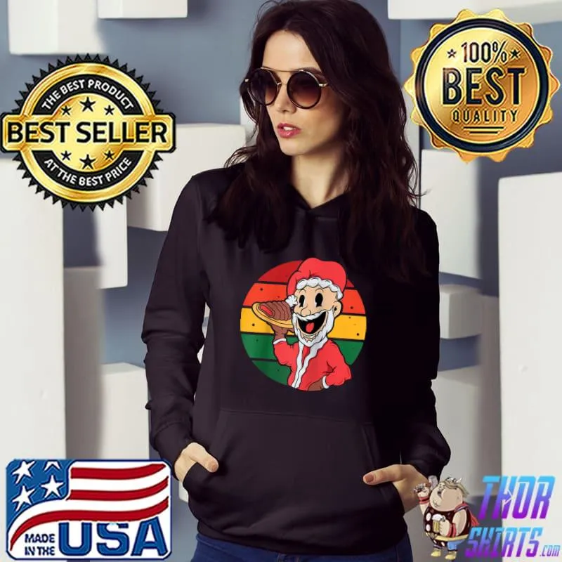 Cooking Santa Claus Christmas Retro Sunset T-Shirt