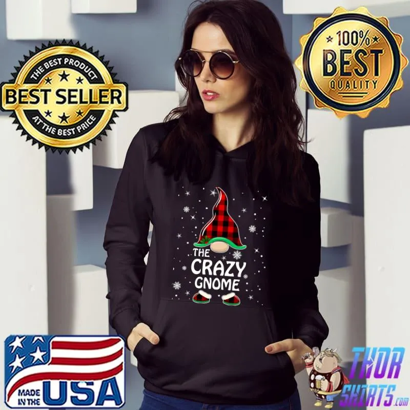 Crazy Gnome Buffalo Plaid Matching Family Christmas Pajama T-Shirt