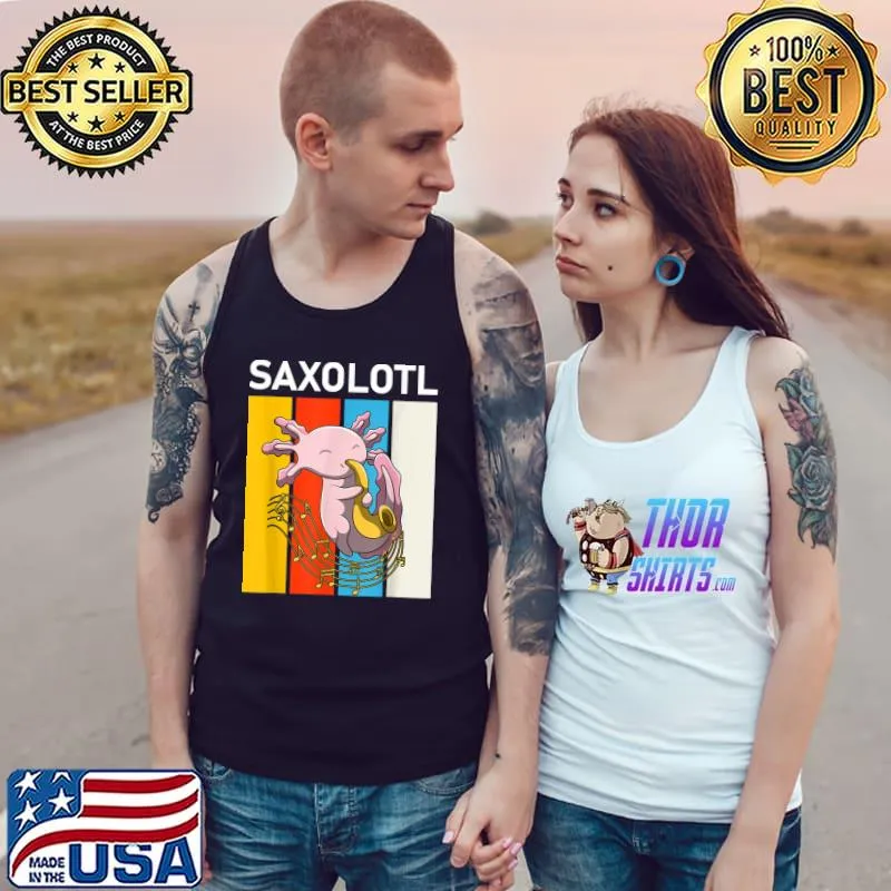 Cute Axolotl Lover Saxolotl Funny Saxophone Playing Axolotl T-Shirt Tank Top