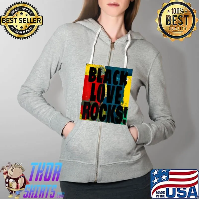 Cute Black Love Quote Graphic Costume Apparel T-Shirt Full Zip Hooded