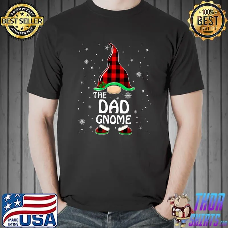 Dad Gnome Buffalo Plaid Matching Family Christmas Pajama Premium T-Shirt Unisex