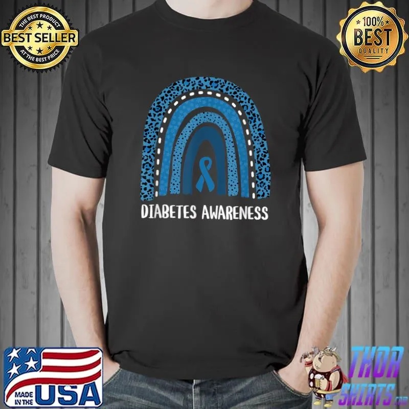 Diabetes Awareness Month Retro Rainbow T1 T2 T-Shirt Unisex