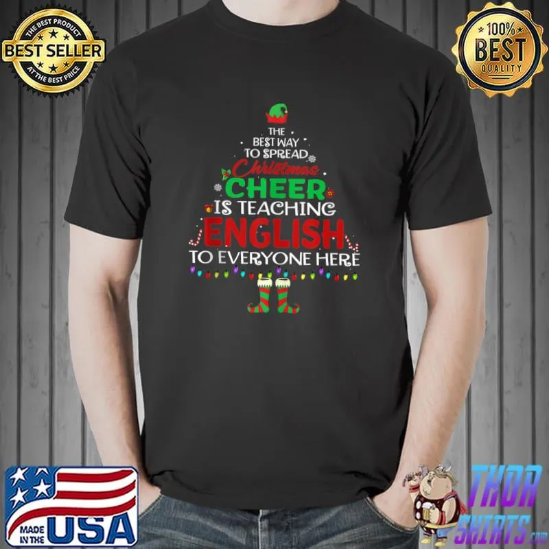 English Teacher Christmas Funny Xmas Lights Gift Teachers T-Shirt Unisex