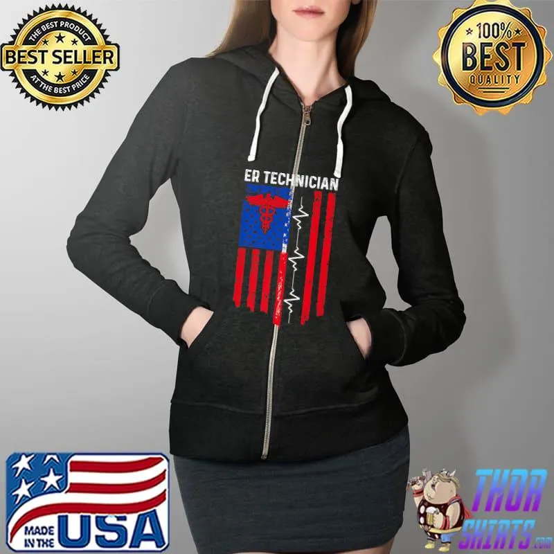 ER Technician Emergency Room Tech Premium T-Shirt Full Zip Hooded