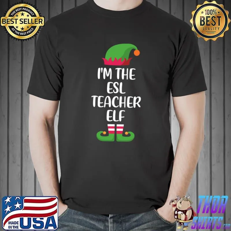 ESL Teacher Elf Christmas Family Matching group T-Shirt Unisex