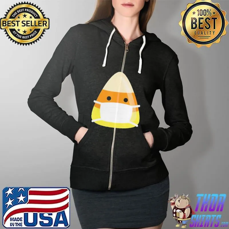 FACE MASK CANDY CORN EMOJI EMOTICORN COSTUME ALTERNATIVE SHIRT Full Zip Hooded